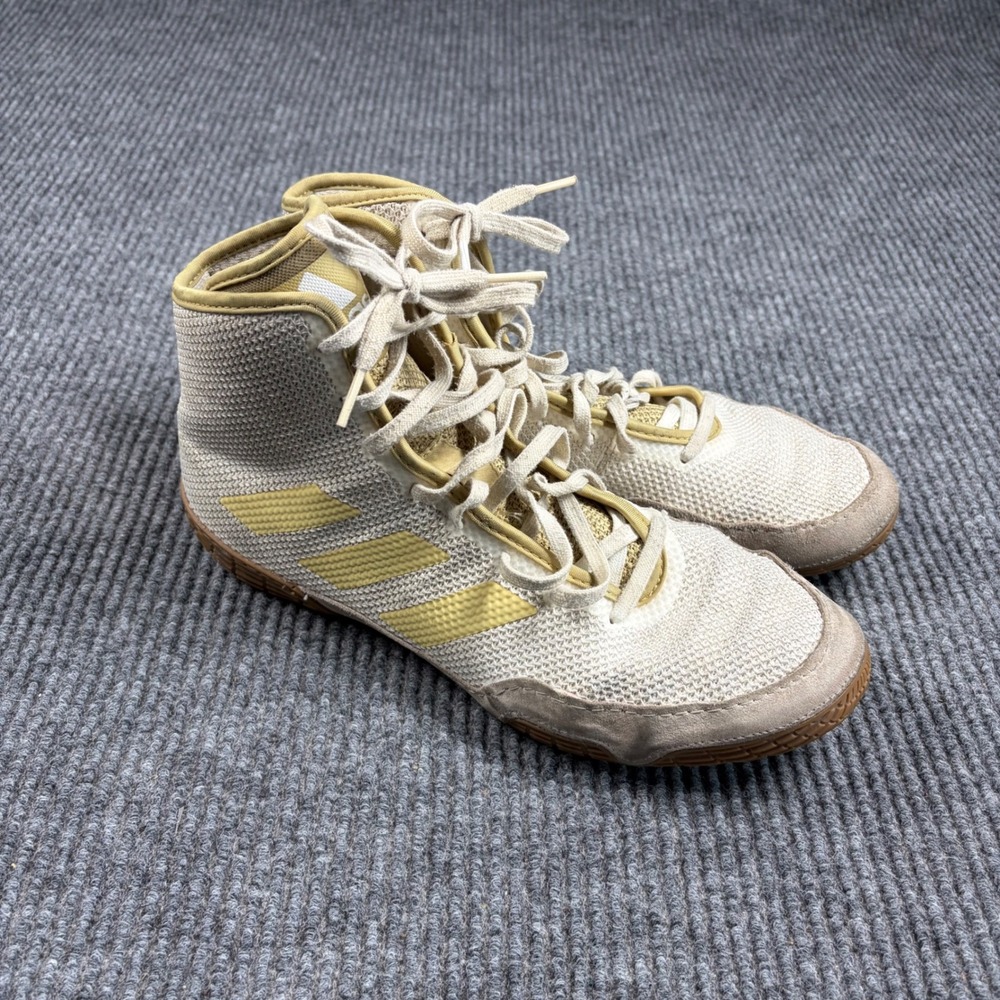Adidas Mat Wizard 5 Wrestling Shoes Off White Yellow Mens Size 10 FZ5389